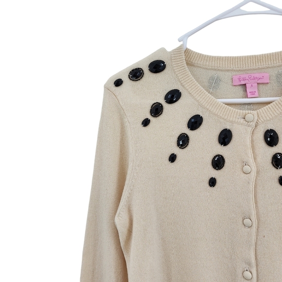 Lilly Pulitzer Women's Wool Cashmere Blend Beaded Button Front Cardigan Sweater - Picture 2 of 9